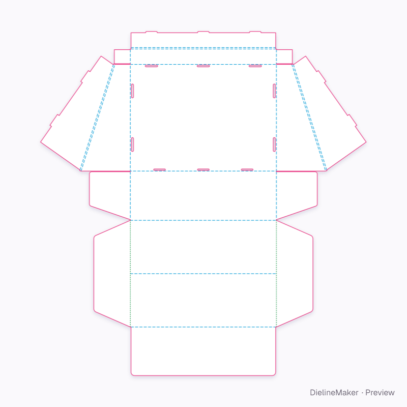 0485 — Sloping display box flat dieline