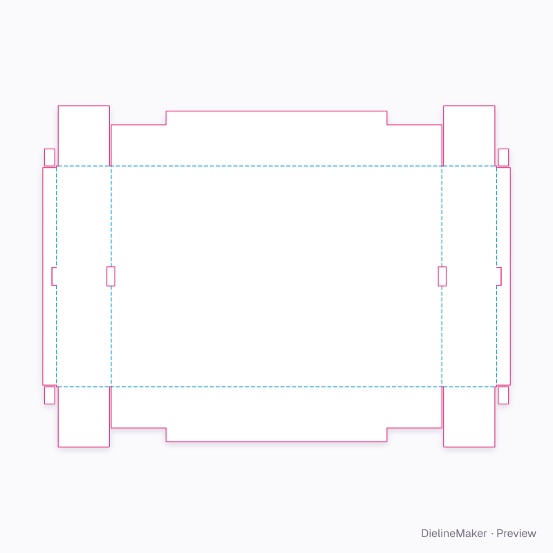 Glued corner-rim stacking tray flat dieline