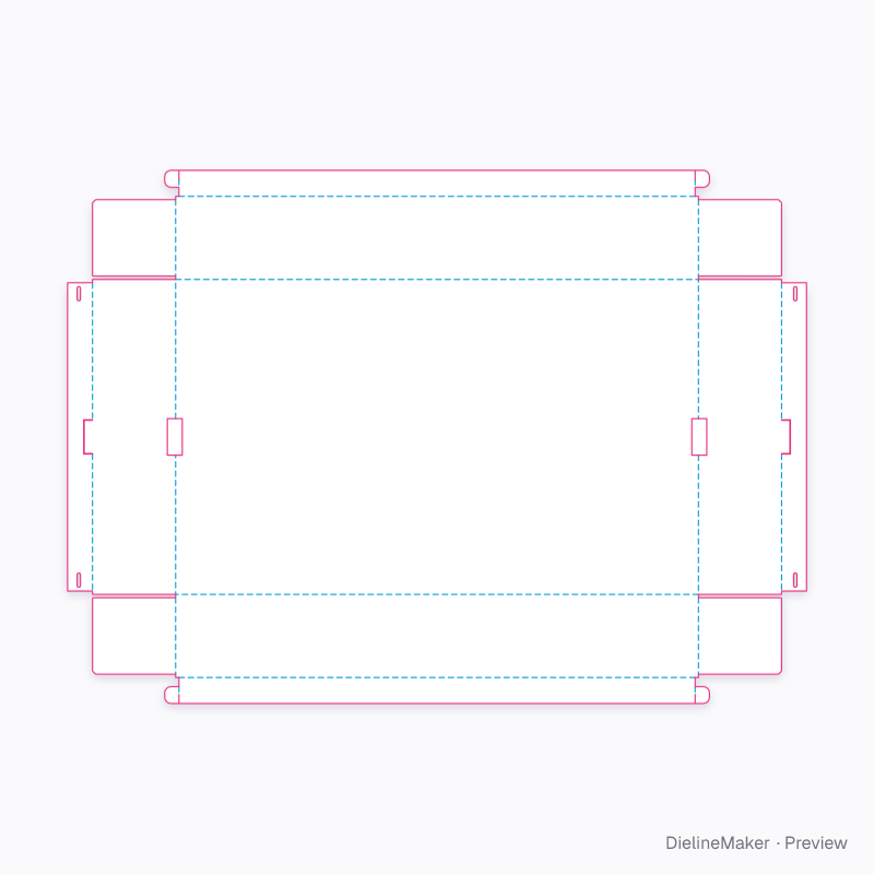 Hooked-rim stacking tray flat dieline