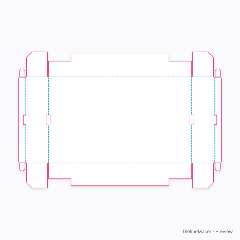 Rounded corner-rim stacking tray flat dieline