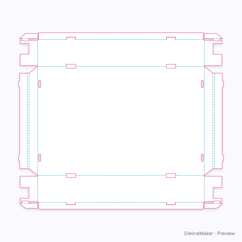 Low-end stacking display tray flat dieline