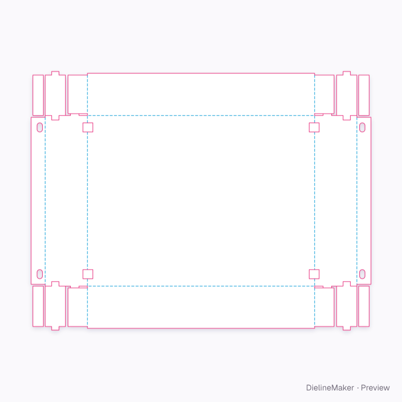 Deep rimmed stacking tray flat dieline