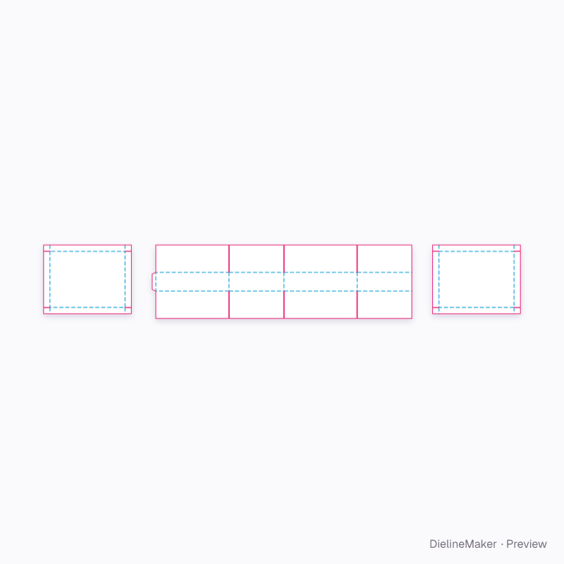 Slotted body with two glued caps flat dieline