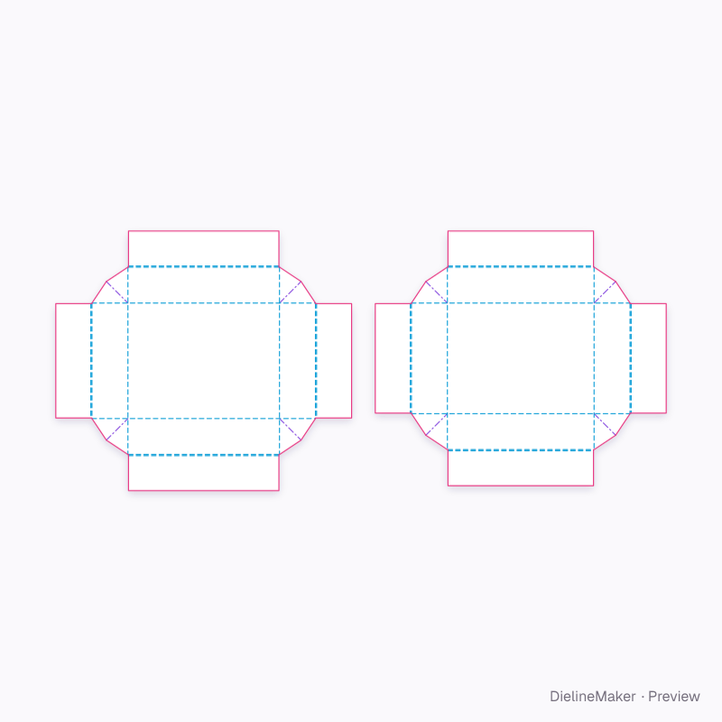 Web-corner telescope with full returns flat dieline