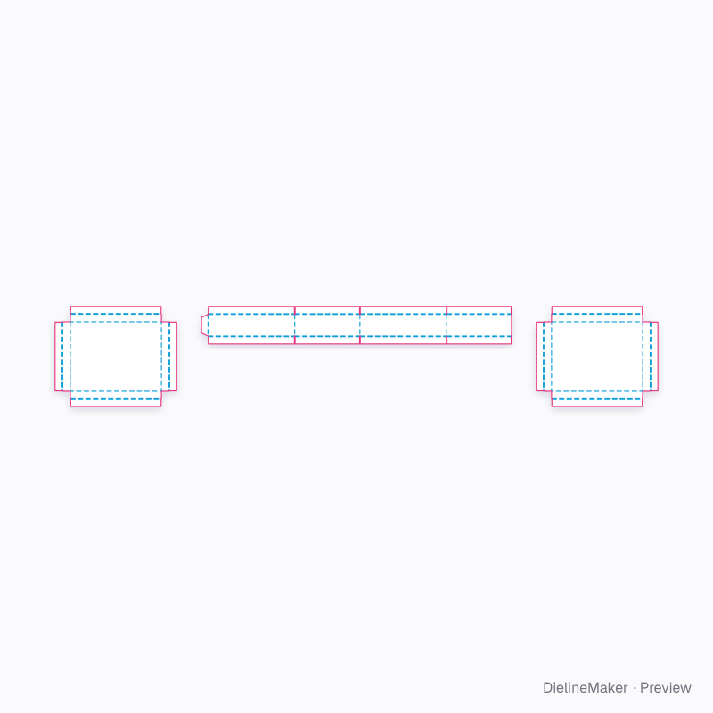 Flanged sleeve with two rolled caps flat dieline