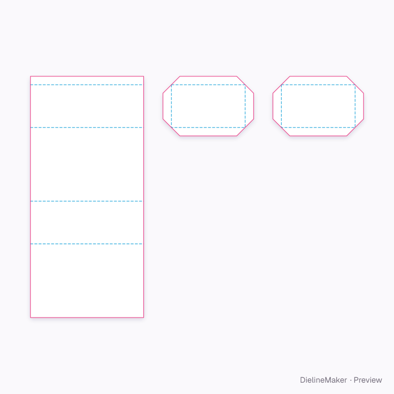 End-glued rigid box with cover and lip flat dieline