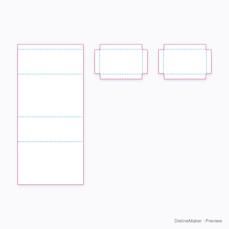 Square-flanged rigid box with cover flat dieline