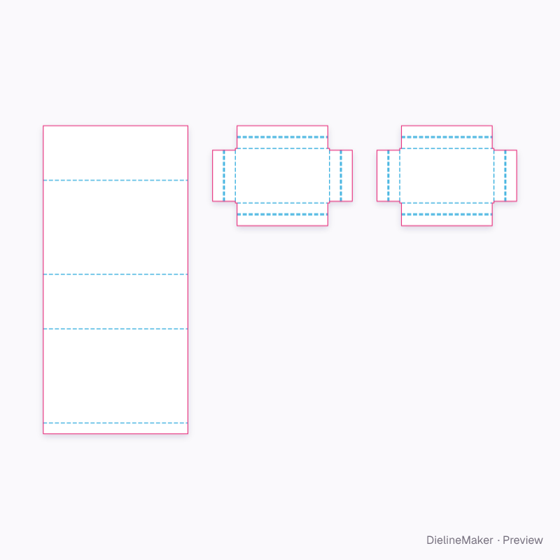 Sleeve with returned end rims flat dieline