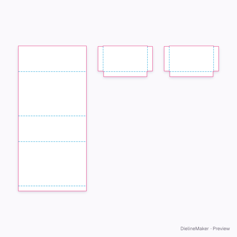 Sleeve with three-flap ends flat dieline