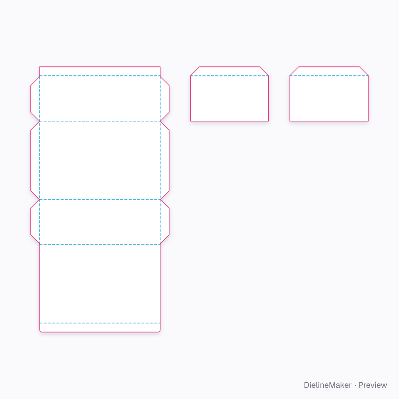 Rigid box with separate ends flat dieline