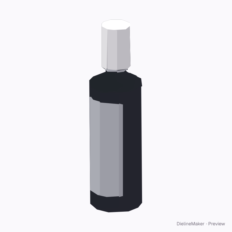 Black grooming mist bottle: native 3D preview in sample colours