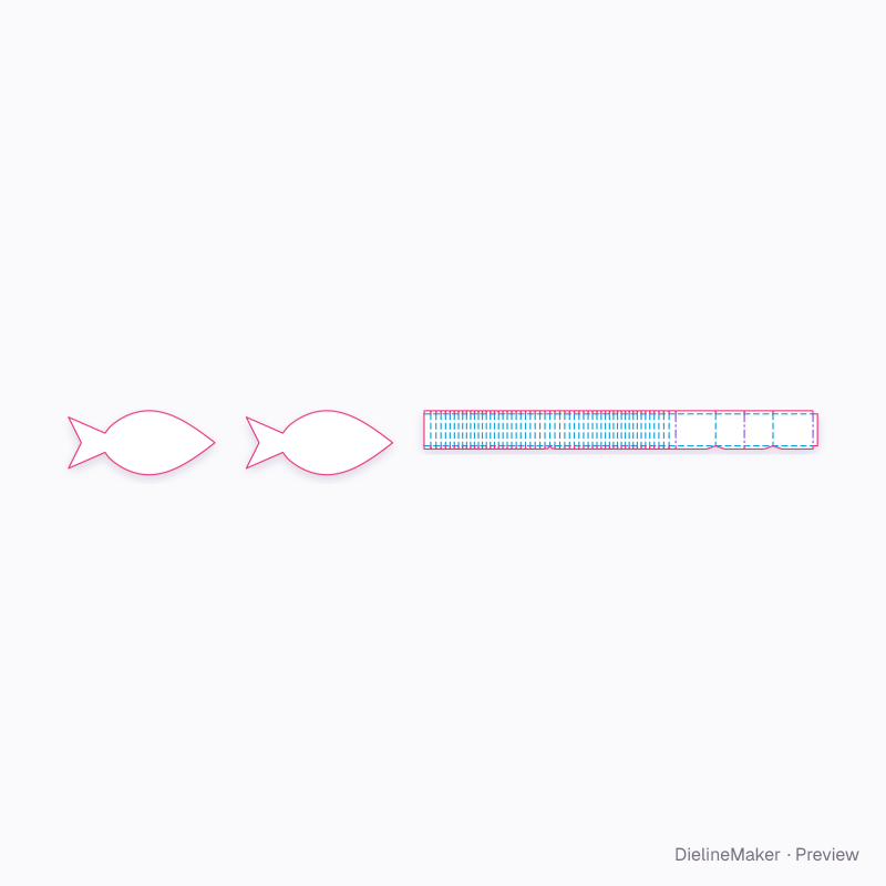 Large fish gift carton flat dieline