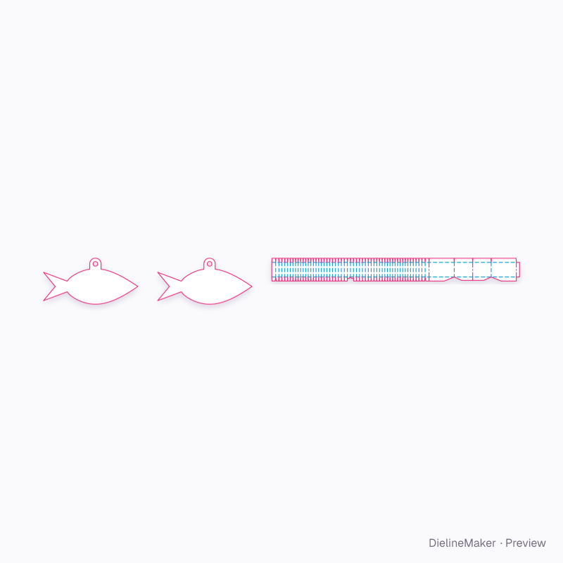 Fishing lure fish box flat dieline