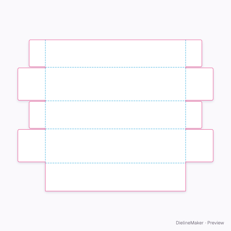 Tripod shipping folder — Five panel folder flat dieline