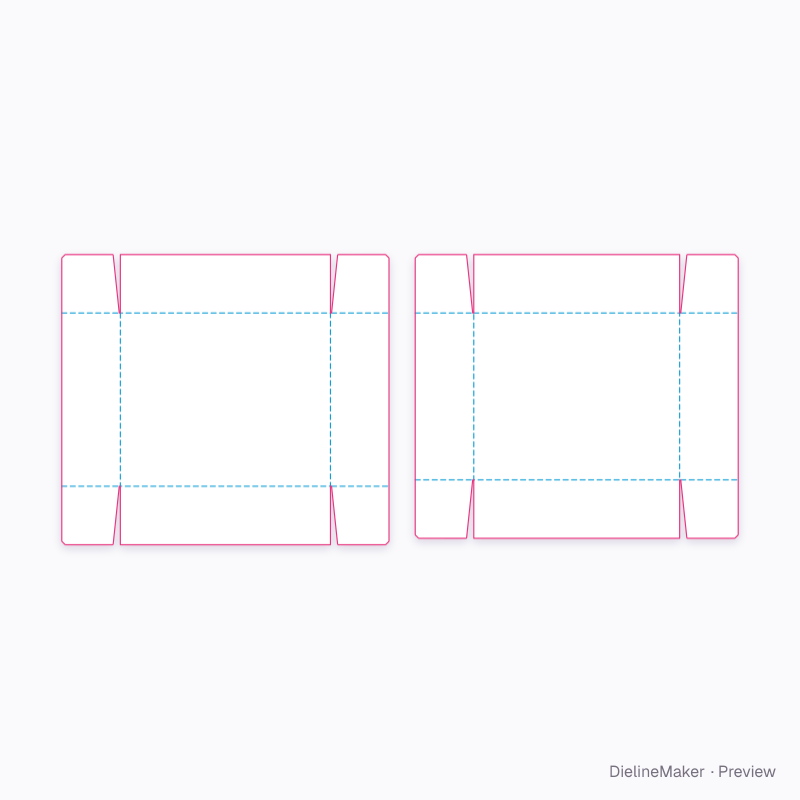 Baby clothing tray — Telescope box with flap corners flat dieline