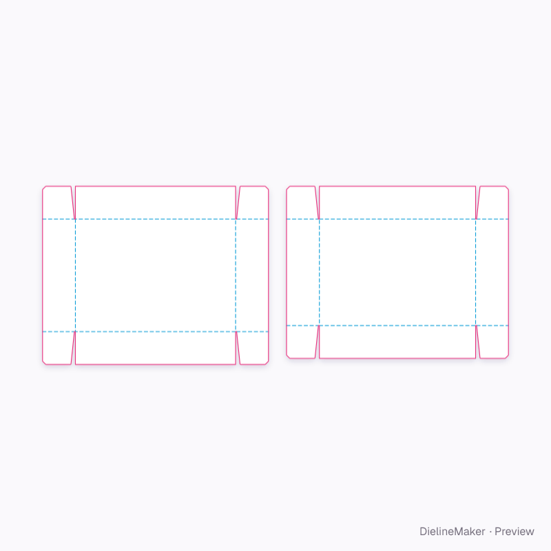 Wrapped biscuit tray — Telescope box with flap corners flat dieline