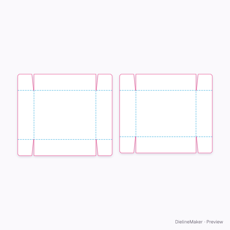 Photo keepsake tray — Telescope box with flap corners flat dieline