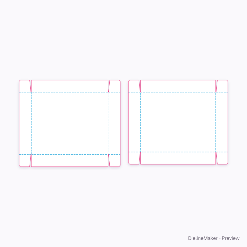 Scarf presentation tray — Telescope box with flap corners flat dieline