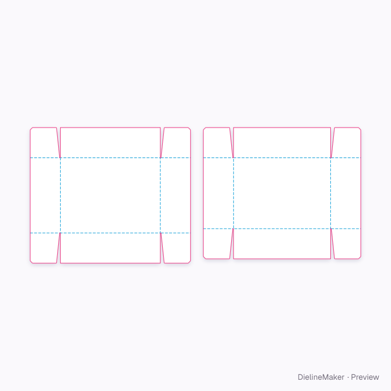 Skincare selection tray — Telescope box with flap corners flat dieline