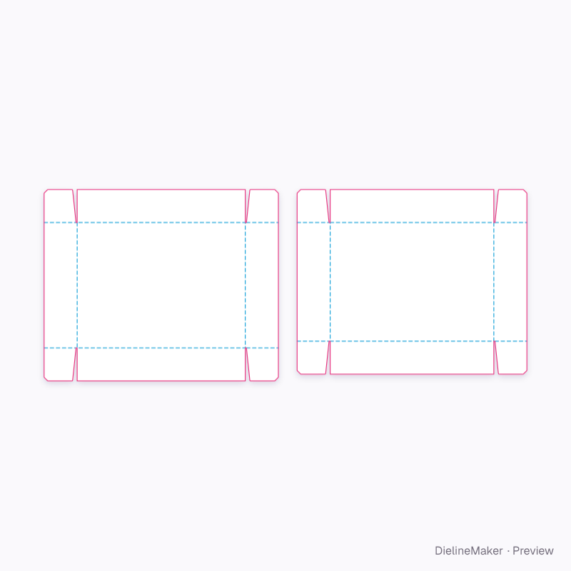 Stationery presentation tray — Telescope box with flap corners flat dieline