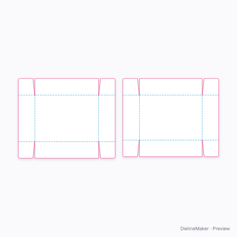 Telescope box with flap corners flat dieline