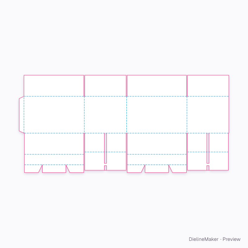 Slotted case with integral partitions flat dieline