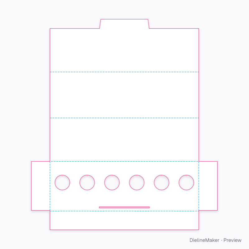 Six-vial fold-over insert flat dieline