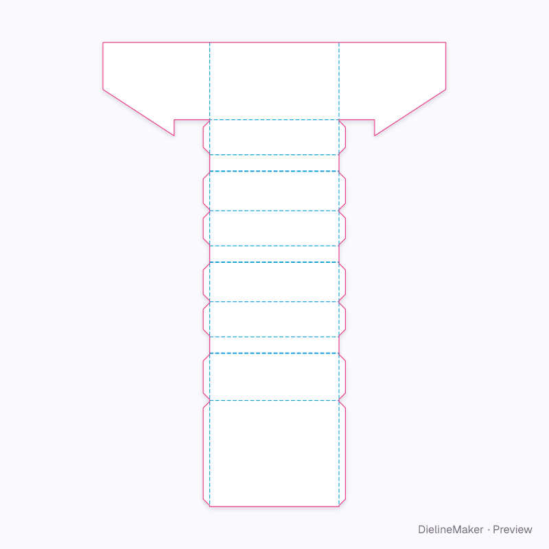 Terraced pocket step display flat dieline