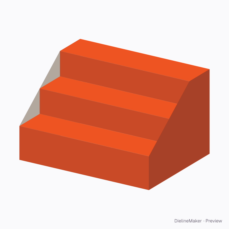 Three-step riser with sloping cheeks