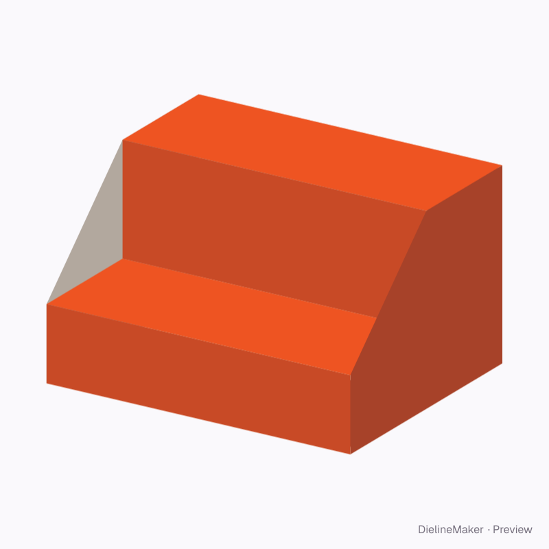 Two-level stair riser with sloping cheeks