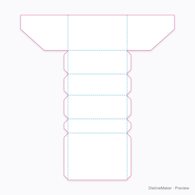 Two-level stair riser with sloping cheeks flat dieline