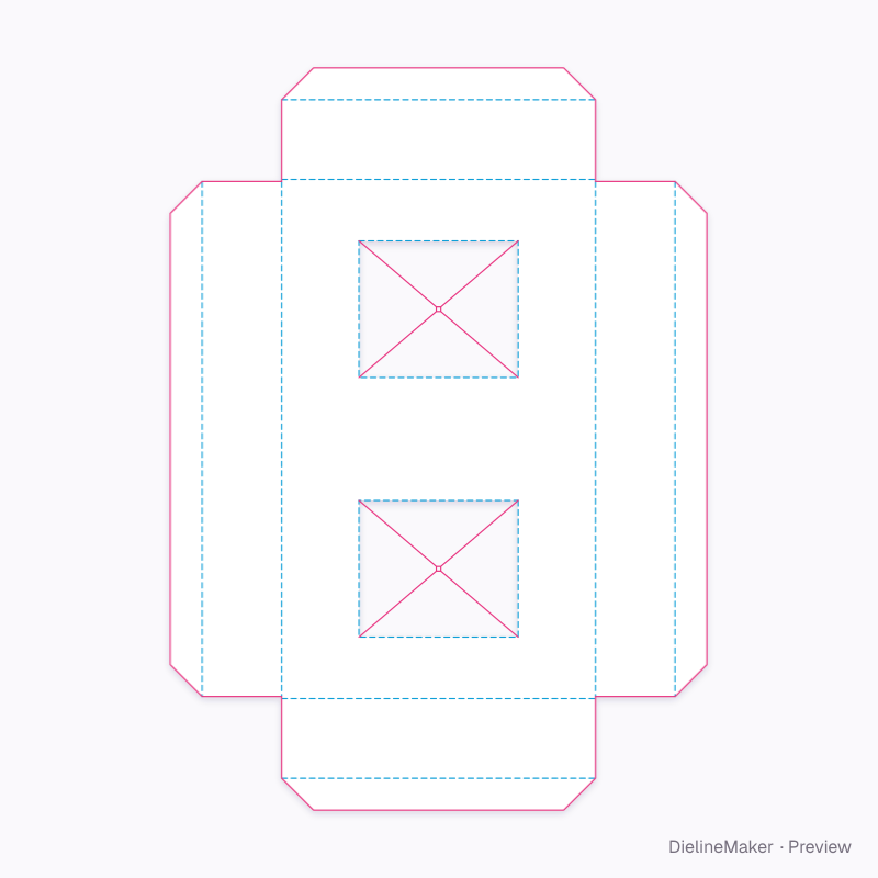 Crosswise twin-product cradle flat dieline