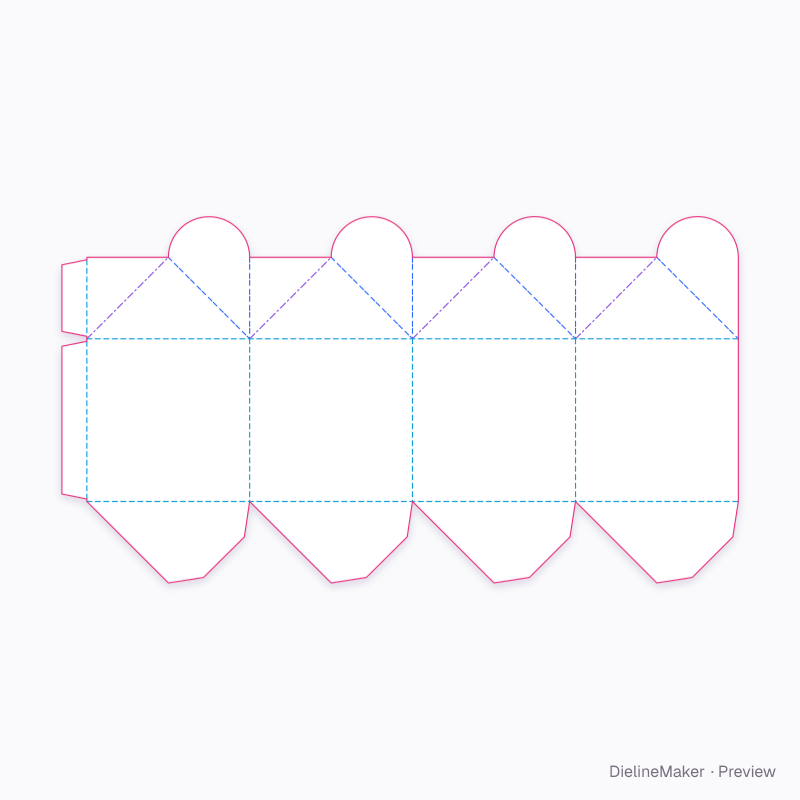 Four-petal wedding favour flat dieline