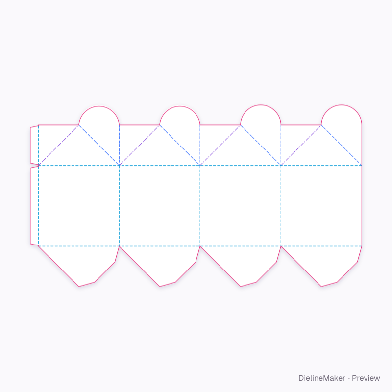 Four-petal twist carton flat dieline