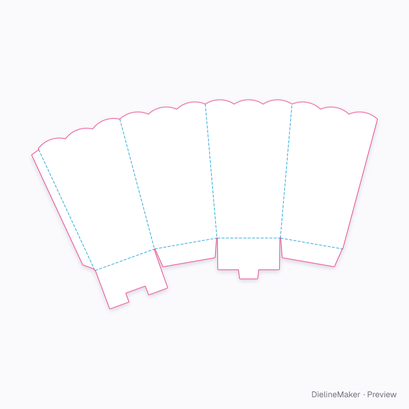 Popcorn box, large flat dieline