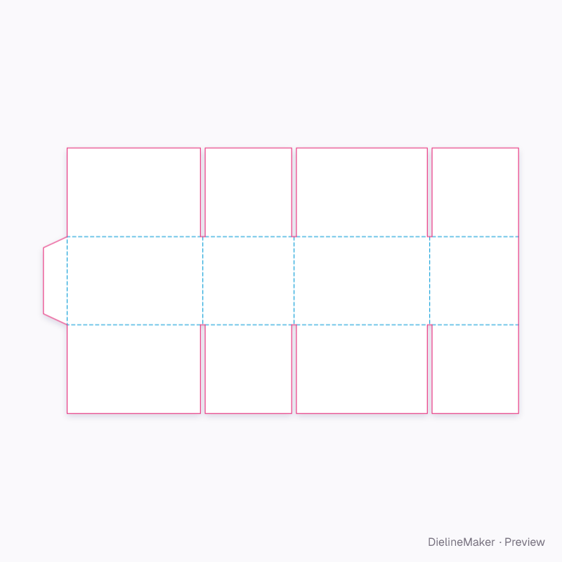 Compact parcel carton — Full overlap box flat dieline