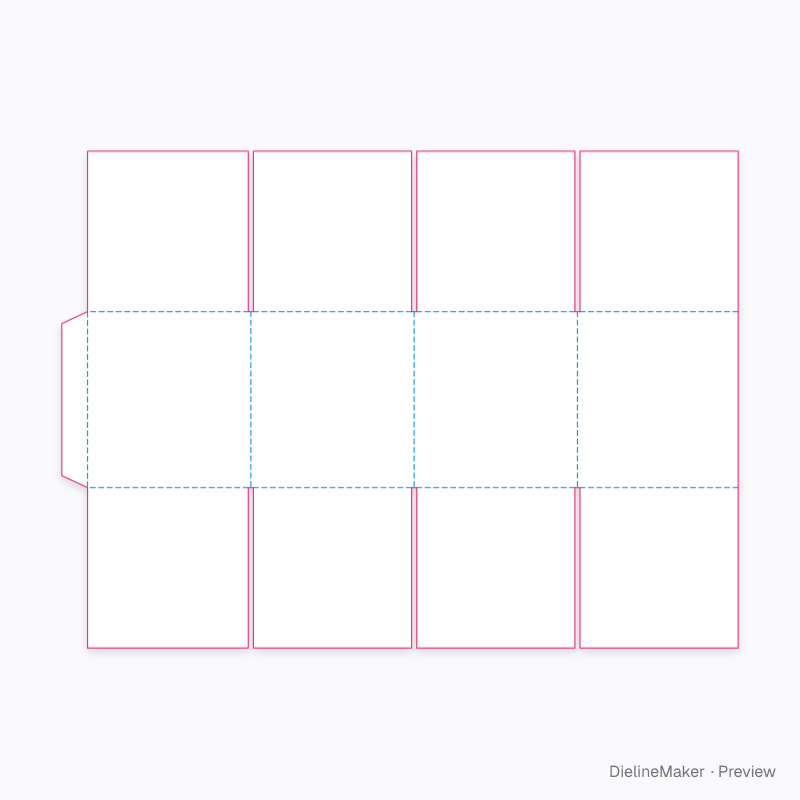 200 mm cube parcel carton — Full overlap box flat dieline