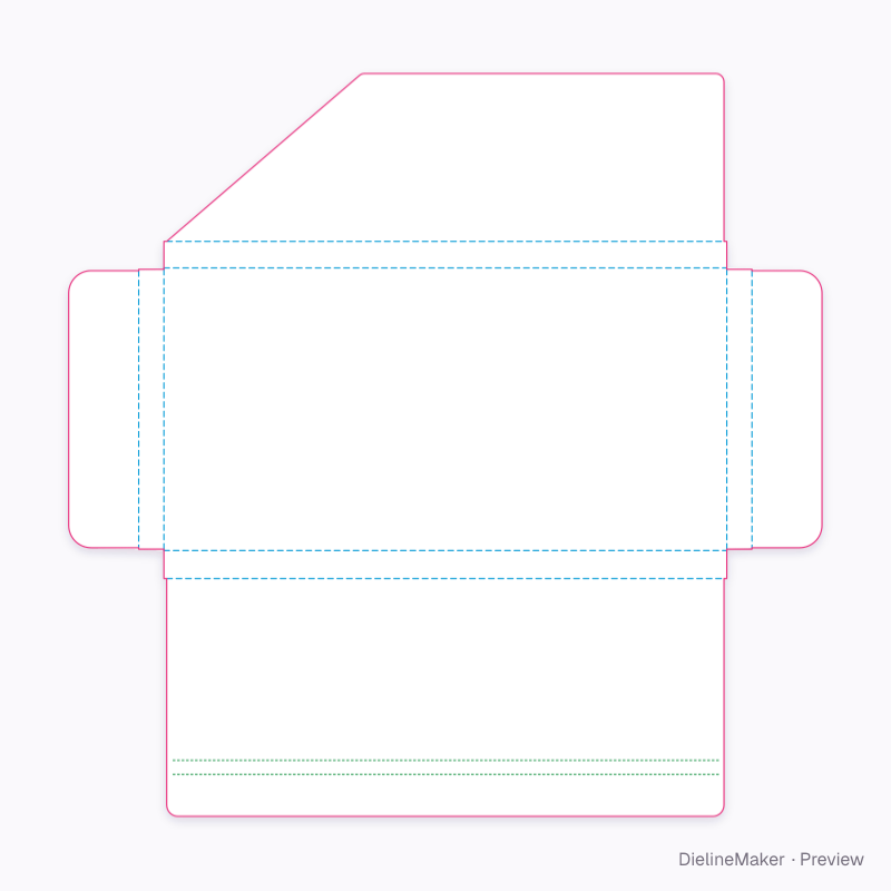 Zipper document sleeve flat dieline