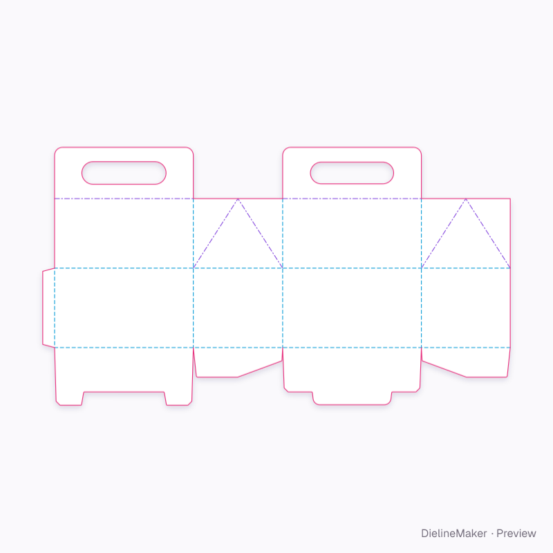 Party snack carry box — Gable box flat dieline