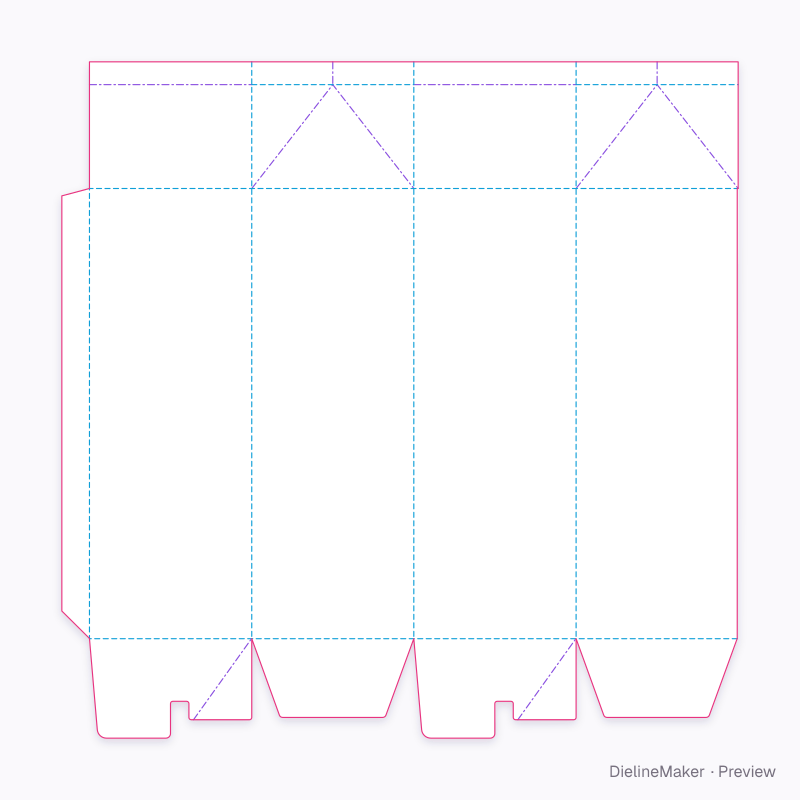 Gable-top carton with crash-lock base flat dieline