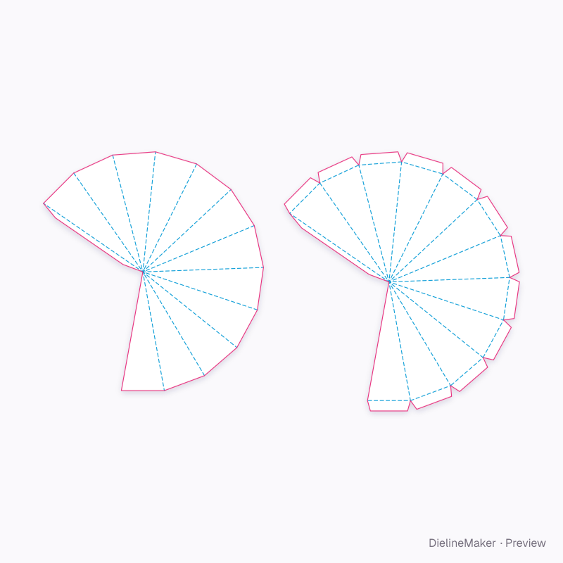 Twelve-sided round gem flat dieline