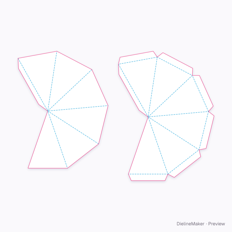 Double-pyramid gemstone box flat dieline