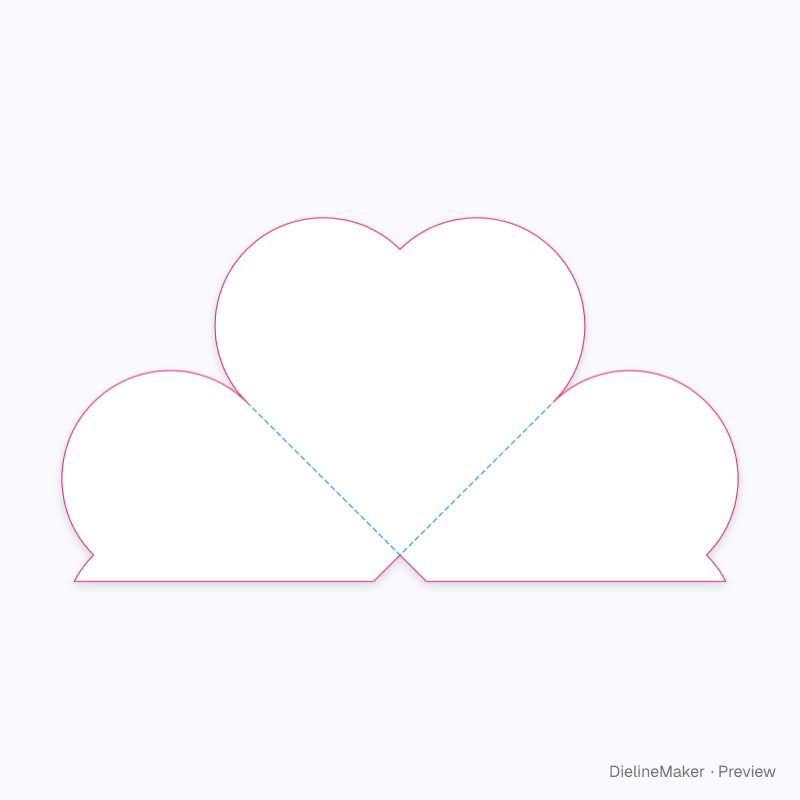 Heart envelope card flat dieline
