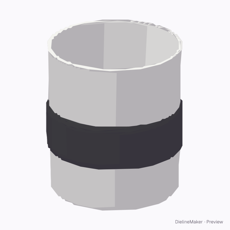 Straight mug with rubber band