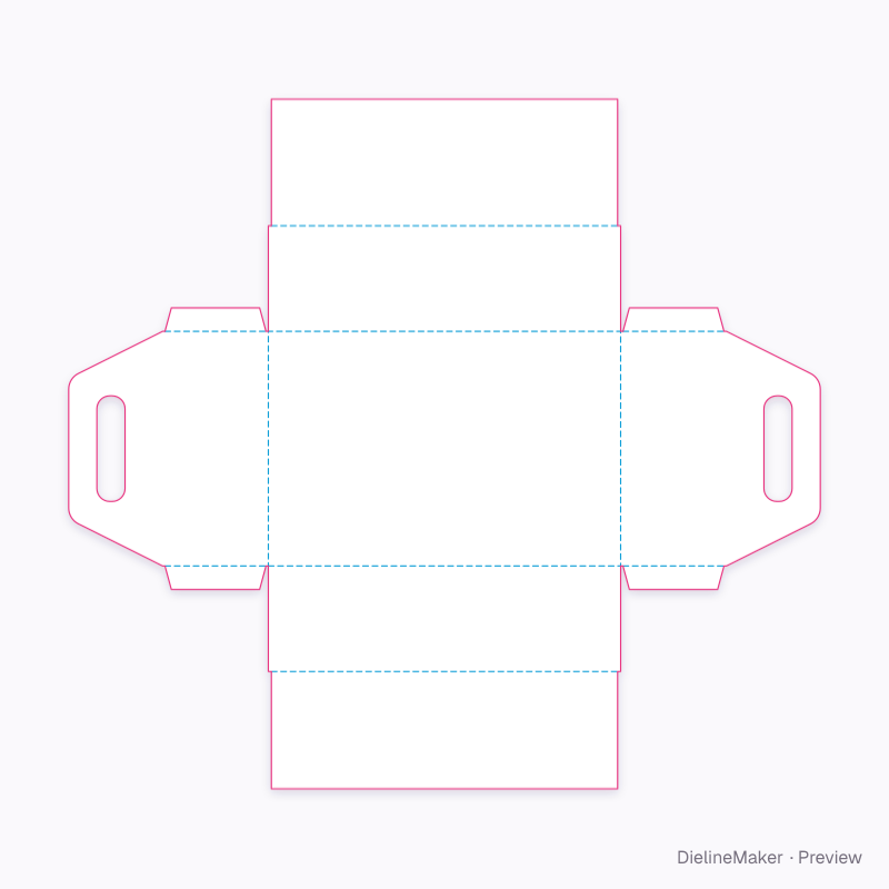 Carry tray with tall end handles flat dieline