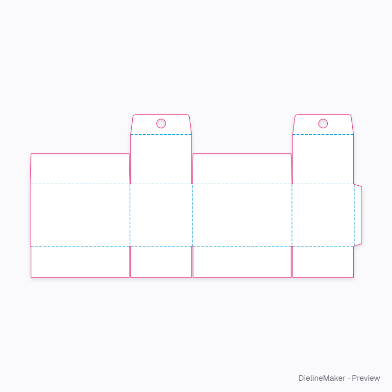 Carry case with through-top handle flat dieline