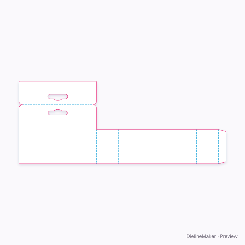 Bow tie sleeve with hang tab flat dieline