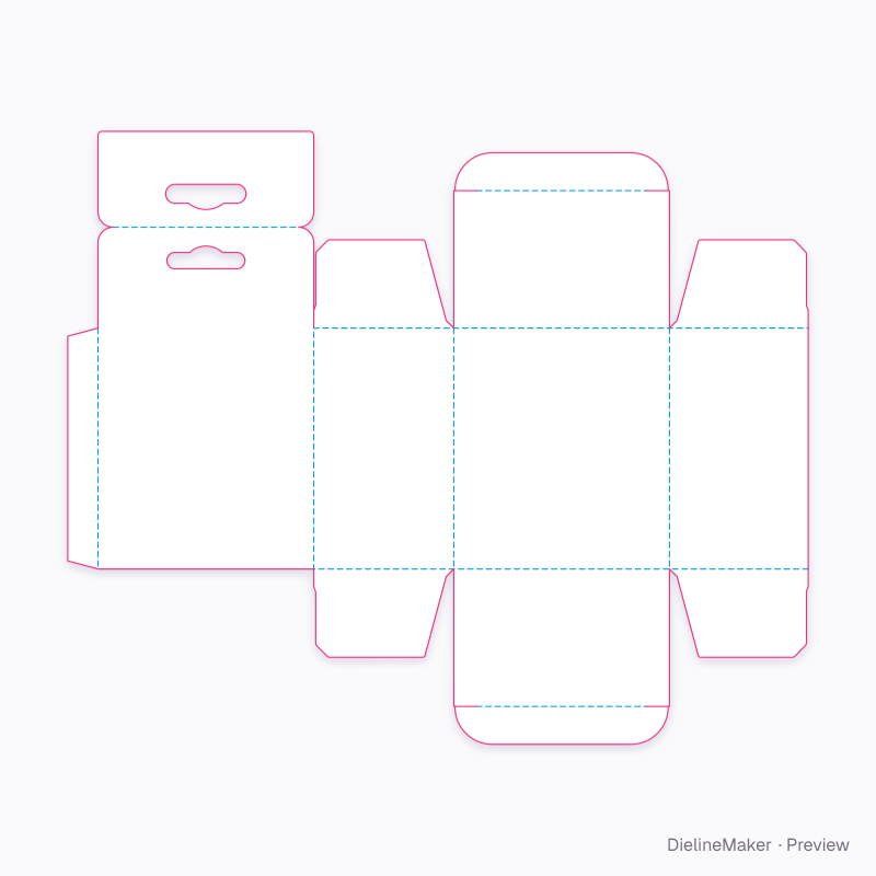 Craft punch hanging carton — Hang tab box flat dieline