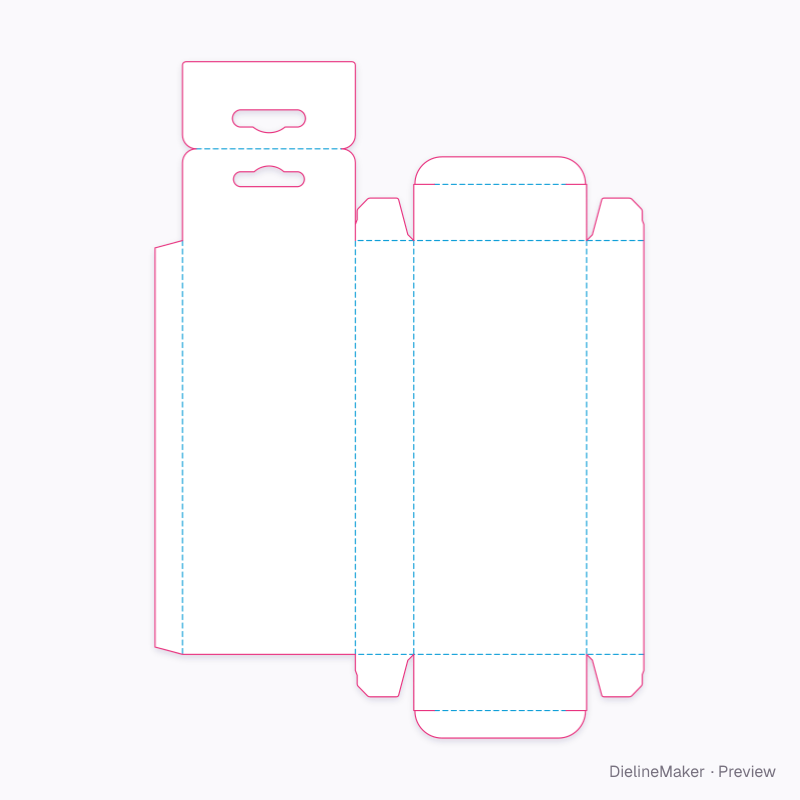 Hair accessory hanging carton — Hang tab box flat dieline