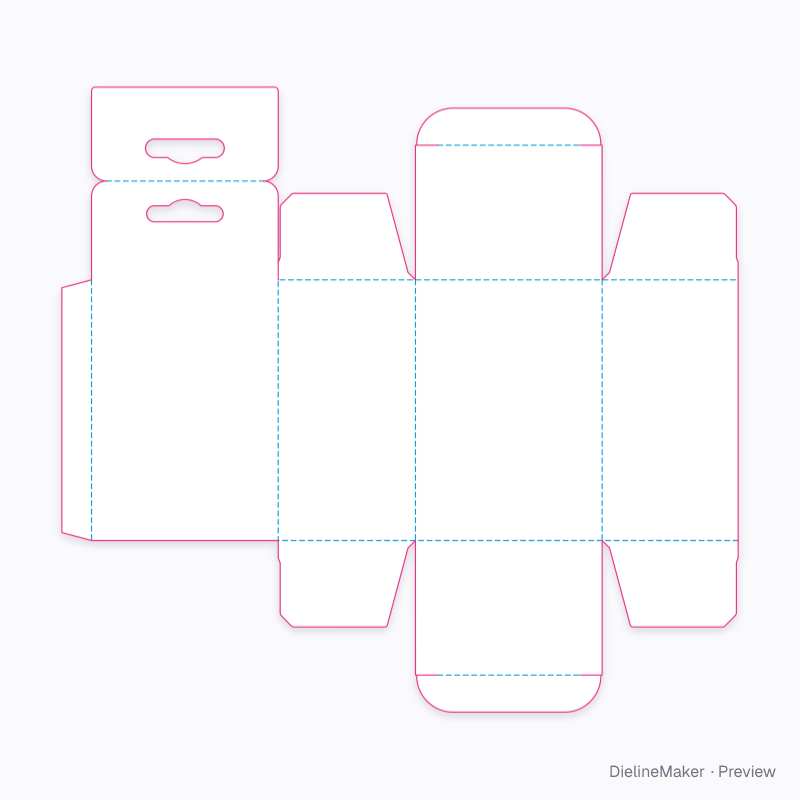 Travel adapter hanging carton — Hang tab box flat dieline